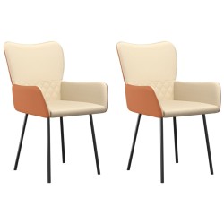 vidaXL Esszimmerstühle 2 Stk. Creme Stoff und Kunstleder