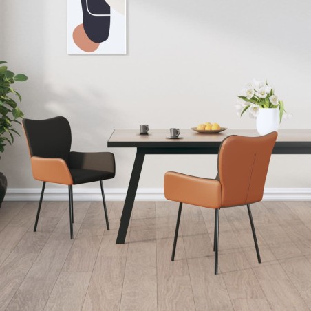 vidaXL Esszimmerstühle 2 Stk. Dunkelgrau Stoff und Kunstleder