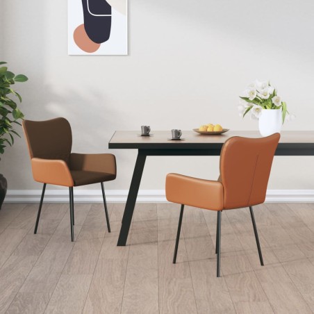 vidaXL Esszimmerstühle 2 Stk. Braun Stoff und Kunstleder