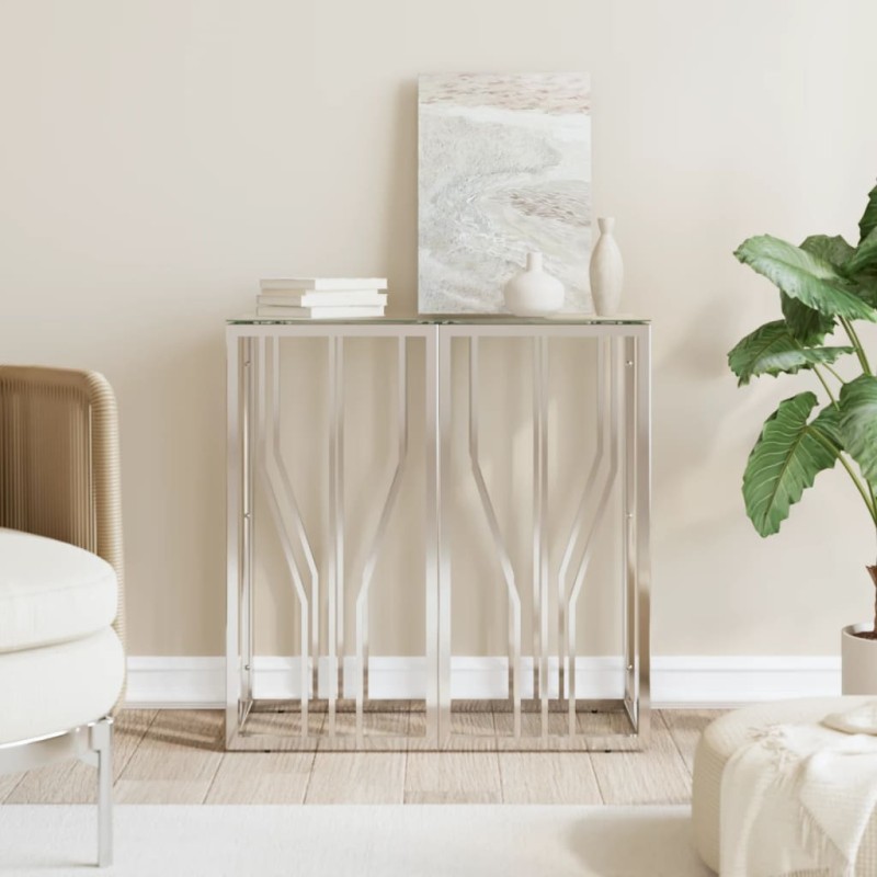 vidaXL Konsolentisch 70x30x70 cm Edelstahl und Glas vidaXL Konsolentisch 70x30x70 cm Edelstahl und Glas