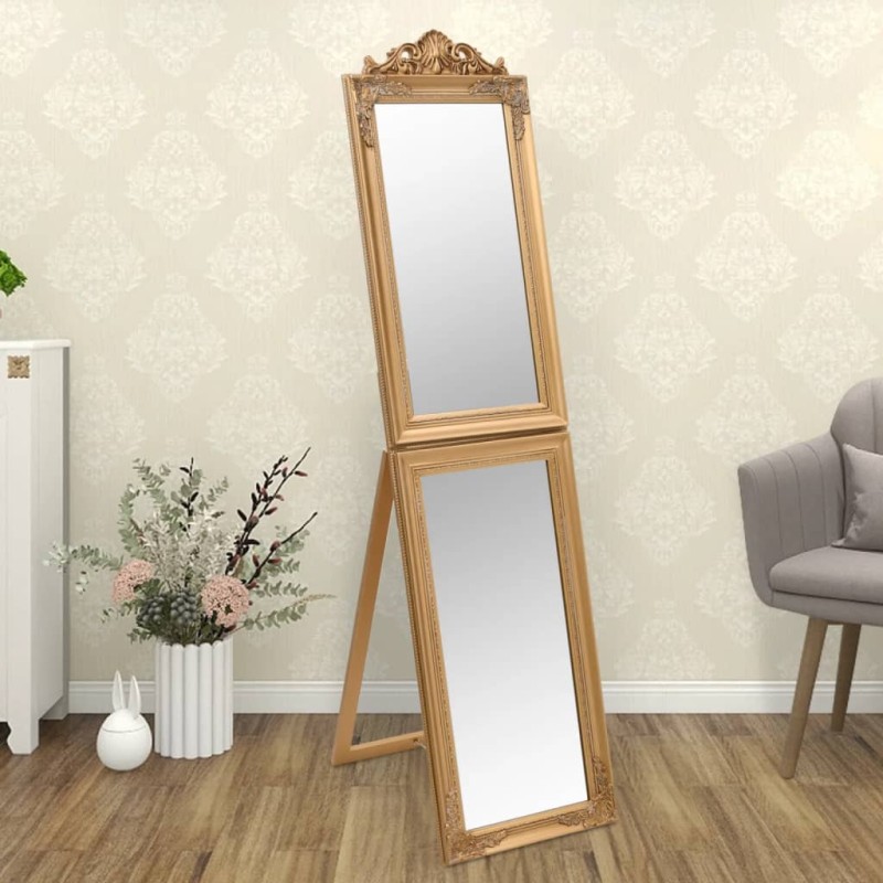 vidaXL Standspiegel Golden 40x160 cm vidaXL Standspiegel Golden 40x160 cm