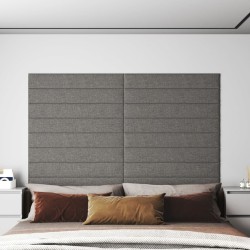 vidaXL Wandpaneele 12 Stk. Hellgrau 90x15 cm Stoff 1,62 m²