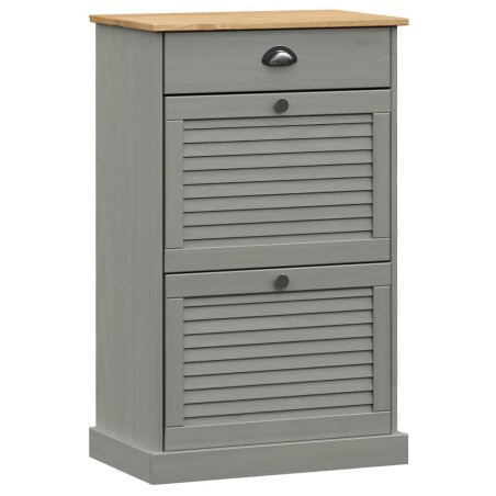 vidaXL Schuhschrank VIGO 60x35x96 cm Grau Massivholz Kiefer