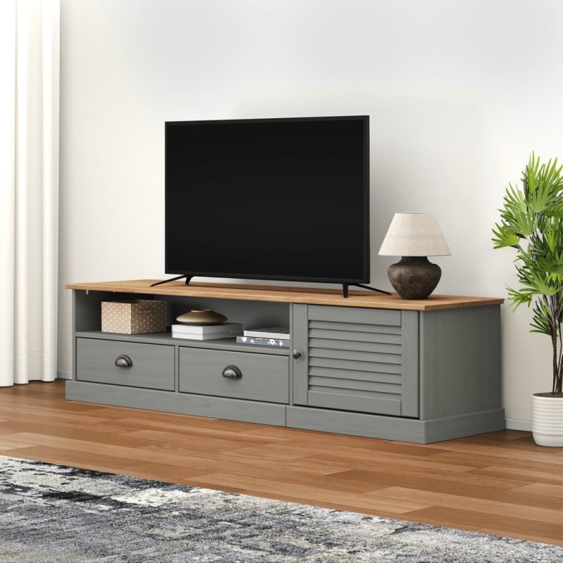 vidaXL TV-Schrank VIGO Grau 156x40x40 cm Massivholz Kiefer vidaXL TV-Schrank VIGO Grau 156x40x40 cm Massivholz Kiefer