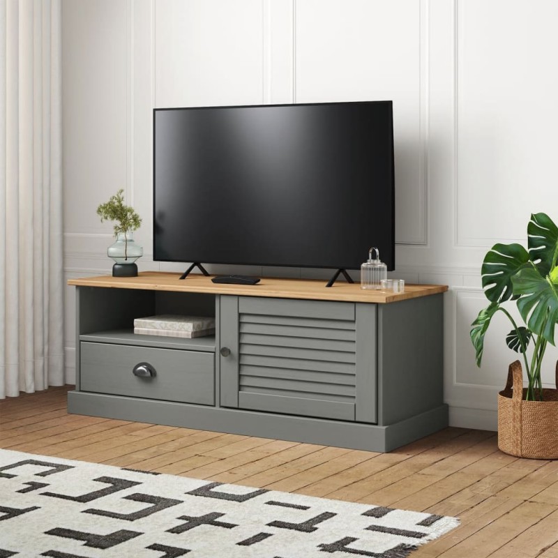 vidaXL TV-Schrank VIGO Grau 106x40x40 cm Massivholz Kiefer vidaXL TV-Schrank VIGO Grau 106x40x40 cm Massivholz Kiefer