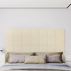 Wandpaneele 12 Stk. Creme 30x30 cm Kunstleder 1,08 m²