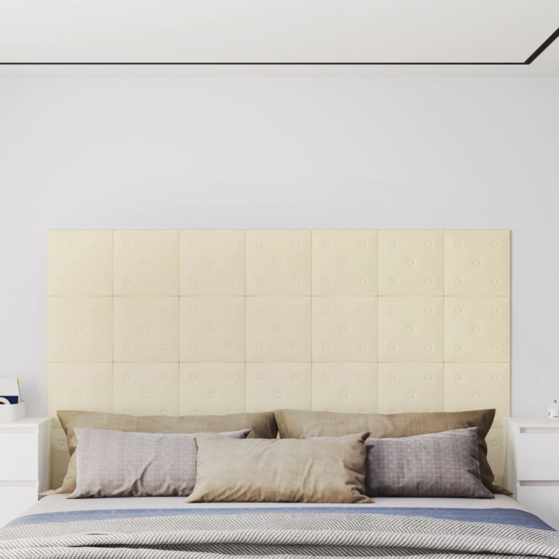 Wandpaneele 12 Stk. Creme 30x30 cm Kunstleder 1,08 m² Wandpaneele 12 Stk. Creme 30x30 cm Kunstleder 1,08 m²