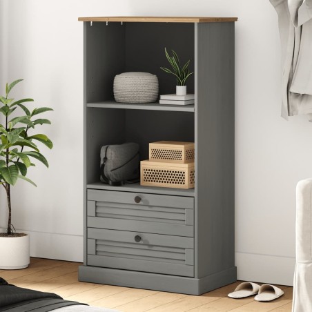 vidaXL Bücherregal VIGO Grau 60x35x114,5 cm Massivholz Kiefer
