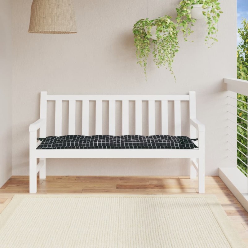 vidaXL Gartenbank-Auflage Schwarz Karomuster 150x50x7 cm Oxford-Gewebe vidaXL Gartenbank-Auflage Schwarz Karomuster 150x50x7 cm Oxford-Gewebe