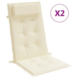 vidaXL Hochlehner-Auflagen 2 Stk. Creme Oxford-Gewebe