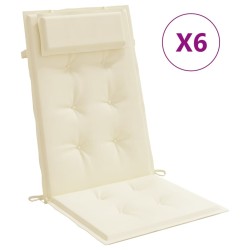 vidaXL Hochlehner-Auflagen 6 Stk. Creme Oxford-Gewebe