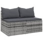 vidaXL Garten-Mittelsofas mit Kissen 2 Stk. Grau Poly Rattan vidaXL Garten-Mittelsofas mit Kissen 2 Stk. Grau Poly Rattan