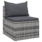 vidaXL Garten-Mittelsofas mit Kissen 2 Stk. Grau Poly Rattan vidaXL Garten-Mittelsofas mit Kissen 2 Stk. Grau Poly Rattan