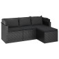 vidaXL 3-Sitzer-Gartensofa mit Dach und Fußhocker Schwarz Poly Rattan vidaXL 3-Sitzer-Gartensofa mit Dach und Fußhocker Schwarz Poly Rattan