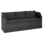 vidaXL 3-Sitzer-Gartensofa mit Dach und Fußhocker Schwarz Poly Rattan vidaXL 3-Sitzer-Gartensofa mit Dach und Fußhocker Schwarz Poly Rattan
