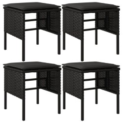 vidaXL Gartenhocker mit Kissen 4 Stk. Schwarz Poly Rattan