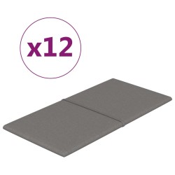 Wandpaneele 12 Stk. Hellgrau 60x30 cm Stoff 2,16 m²
