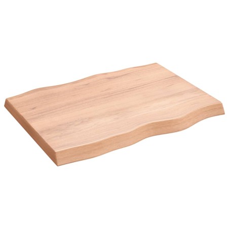 vidaXL Tischplatte 80x60x6 cm Massivholz Eiche Behandelt Baumkante