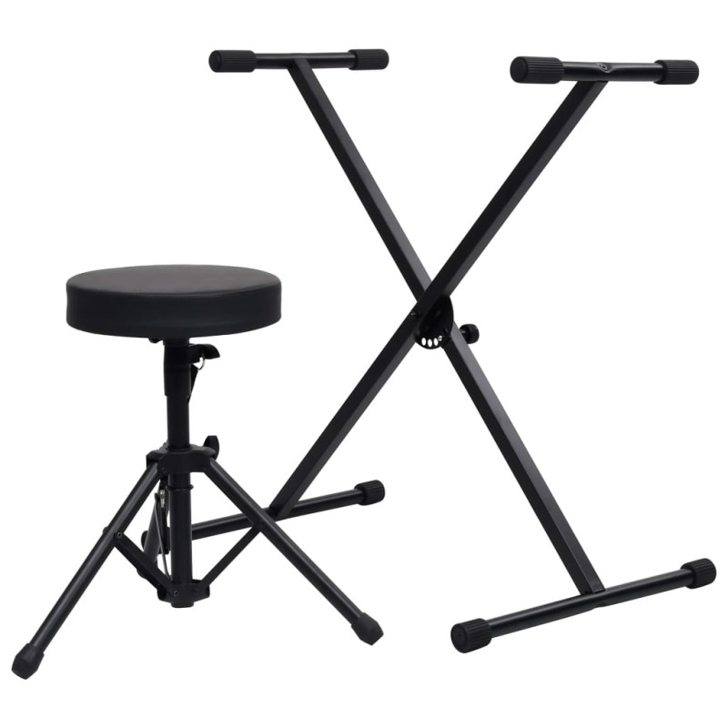 vidaXL Keyboardständer und Hocker Set Schwarz vidaXL Keyboardständer und Hocker Set Schwarz