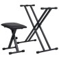 vidaXL Doppelstrebiger Keyboard-Ständer und Hocker Set Schwarz vidaXL Doppelstrebiger Keyboard-Ständer und Hocker Set Schwarz