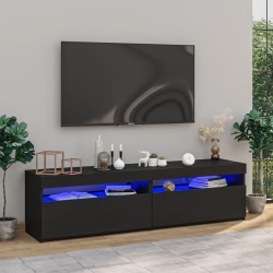 vidaXL TV-Schränke 2 Stk. mit LED-Leuchten Schwarz 75x35x40 cm