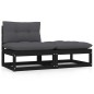 vidaXL 2-tlg. Garten-Lounge-Set mit Kissen Schwarz Kiefer Massivholz vidaXL 2-tlg. Garten-Lounge-Set mit Kissen Schwarz Kiefer Massivholz