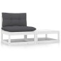 vidaXL 2-tlg. Garten-Lounge-Set mit Kissen Weiß Kiefer Massivholz vidaXL 2-tlg. Garten-Lounge-Set mit Kissen Weiß Kiefer Massivholz