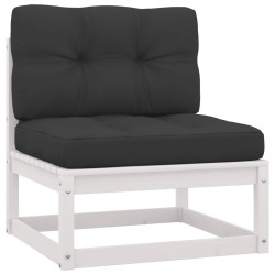 vidaXL 2-tlg. Garten-Lounge-Set mit Kissen Weiß Kiefer Massivholz