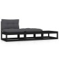 vidaXL 3-tlg. Garten-Lounge-Set mit Kissen Schwarz Kiefer Massivholz vidaXL 3-tlg. Garten-Lounge-Set mit Kissen Schwarz Kiefer Massivholz