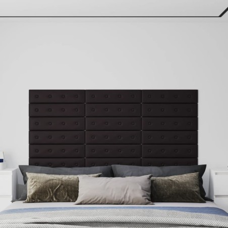 vidaXL Wandpaneele 12 Stk. Schwarz 60x15 cm Kunstleder 1,08 m²