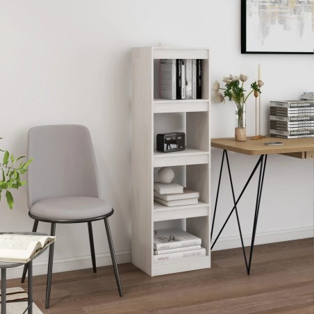 vidaXL Bücherregal Raumteiler Weiß 40x30x135,5 cm Massivholz Kiefer