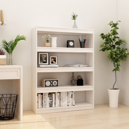 vidaXL Bücherregal/Raumteiler Weiß 100x30x135,5cm Kiefer Massivholz