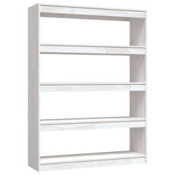 vidaXL Bücherregal/Raumteiler Weiß 100x30x135,5cm Kiefer Massivholz
