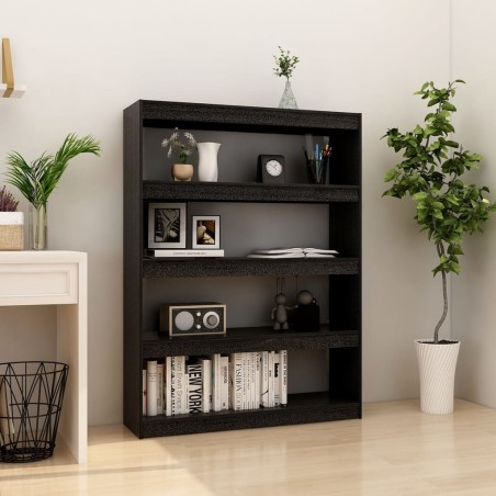vidaXL Bücherregal/Raumteiler Schwarz 100x30x135,5cm Kiefer Massivholz