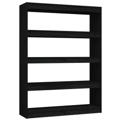 vidaXL Bücherregal/Raumteiler Schwarz 100x30x135,5cm Kiefer Massivholz