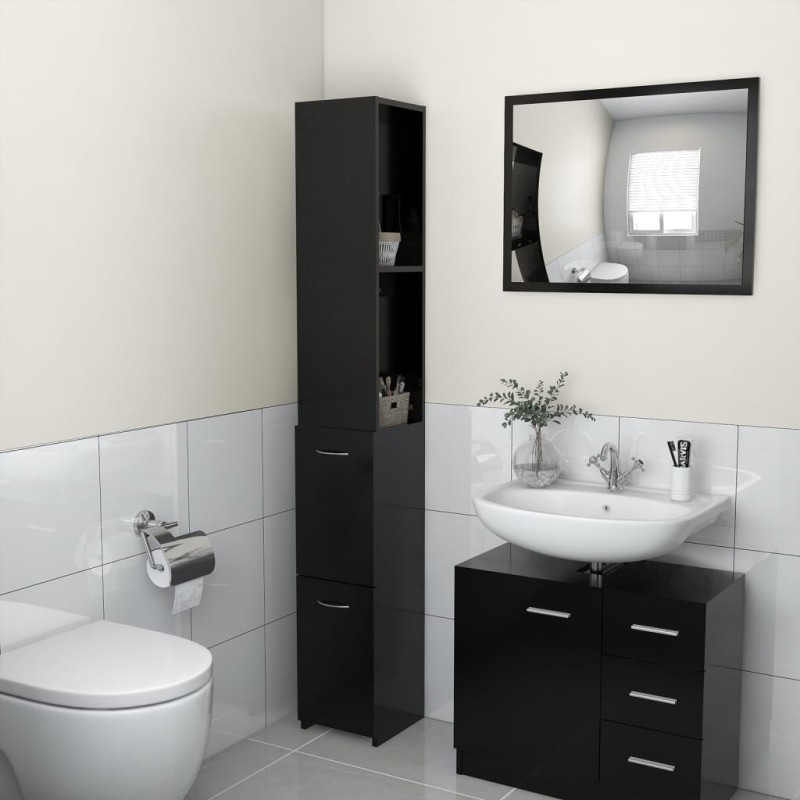 vidaXL Badschrank Schwarz 25x26,5x170 cm Holzwerkstoff vidaXL Badschrank Schwarz 25x26,5x170 cm Holzwerkstoff