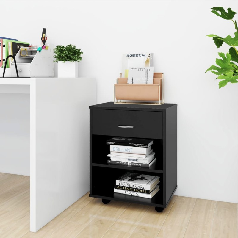 vidaXL Rollschrank Schwarz 46x36x59 cm Holzwerkstoff vidaXL Rollschrank Schwarz 46x36x59 cm Holzwerkstoff