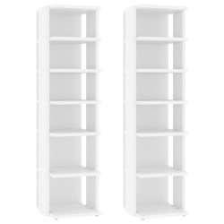 vidaXL Schuhschränke 2 Stk. Weiß 27,5x27x102 cm Holzwerkstoff