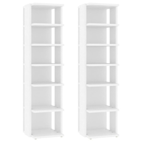 vidaXL Schuhschränke 2 Stk. Weiß 27,5x27x102 cm Holzwerkstoff
