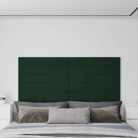 Wandpaneele 12 Stk. Dunkelgrün 90x15 cm Stoff 1,62 m²