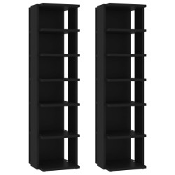 vidaXL Schuhschränke 2 Stk. Schwarz 27,5x27x102 cm