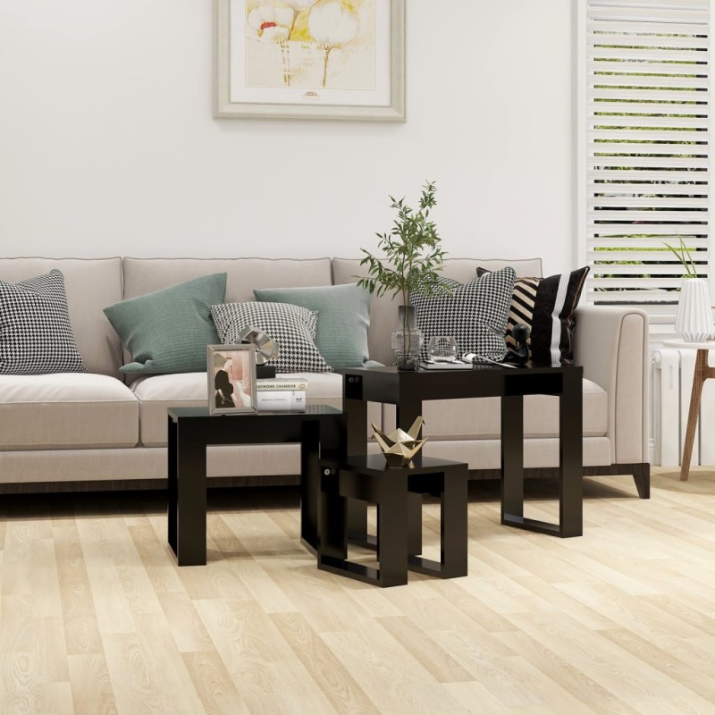 vidaXL Satztische 3-tlg. Schwarz Holzwerkstoff vidaXL Satztische 3-tlg. Schwarz Holzwerkstoff