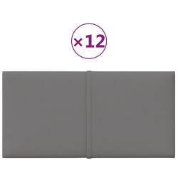 Wandpaneele 12 Stk. Hellgrau 30x15 cm Stoff 0,54 m²