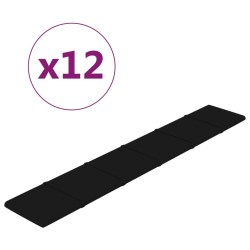 Wandpaneele 12 Stk. Schwarz 90x15 cm Samt 1,62 m²