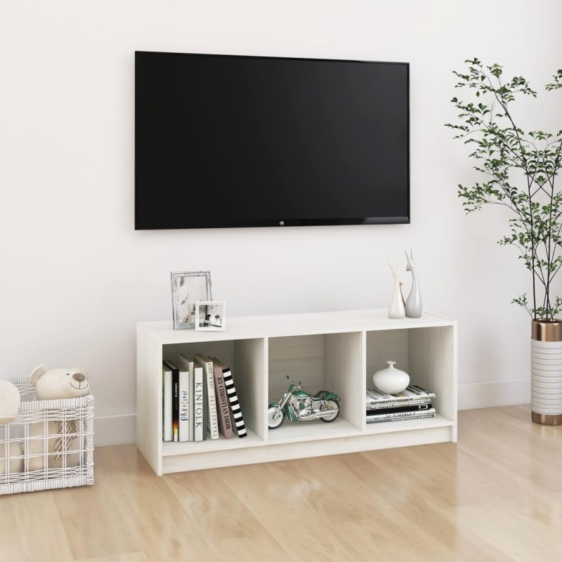vidaXL TV-Schrank Weiß 104x33x41 cm Massivholz Kiefer vidaXL TV-Schrank Weiß 104x33x41 cm Massivholz Kiefer