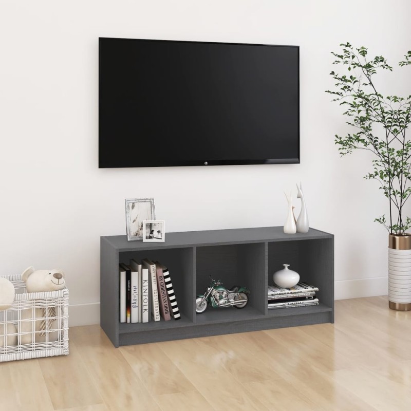 vidaXL TV-Schrank Grau 104x33x41 cm Massivholz Kiefer vidaXL TV-Schrank Grau 104x33x41 cm Massivholz Kiefer