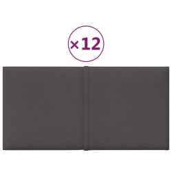 Wandpaneele 12 Stk. Dunkelgrau 30x15 cm Stoff 0,54 m²