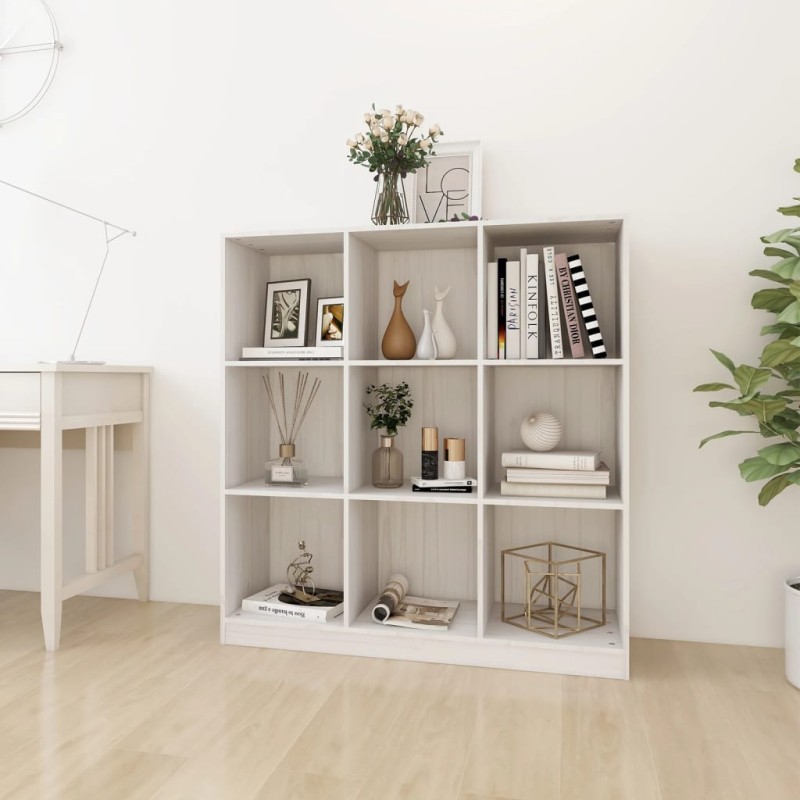 vidaXL Bücherregal/Raumteiler Weiß 104x33,5x110 cm Massivholz Kiefer vidaXL Bücherregal/Raumteiler Weiß 104x33,5x110 cm Massivholz Kiefer
