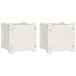 vidaXL Pflanzkübel 2 Stk. Weiß 31x31x31 cm Massivholz Kiefer