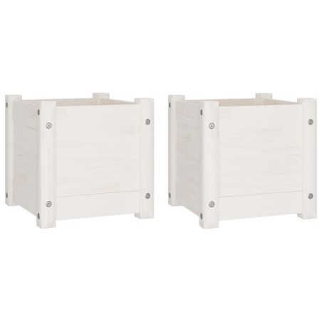 vidaXL Pflanzkübel 2 Stk. Weiß 31x31x31 cm Massivholz Kiefer